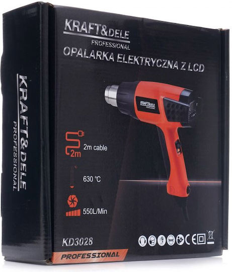 Kraft & Dele Heat Gun 2000W with Maximum Temperature 630°C KD3028