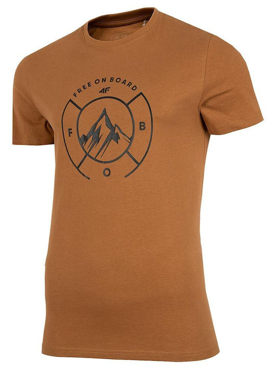 4F Men's Short Sleeve T-shirt Brown