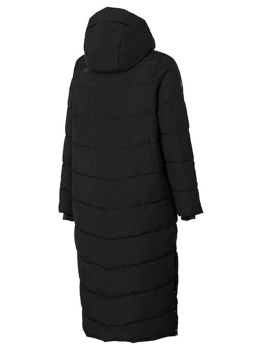 4F Kurz Damen Puffer Jacke für Winter Schwarz