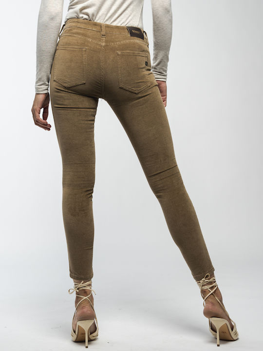 Staff Sandra Wmn Pant Fango Women's Cotton Trousers Brown