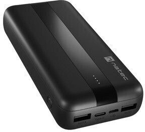 Natec Trevi Power Bank 20000mAh με 2 Θύρες USB-A και Θύρα USB-C Μαύρο