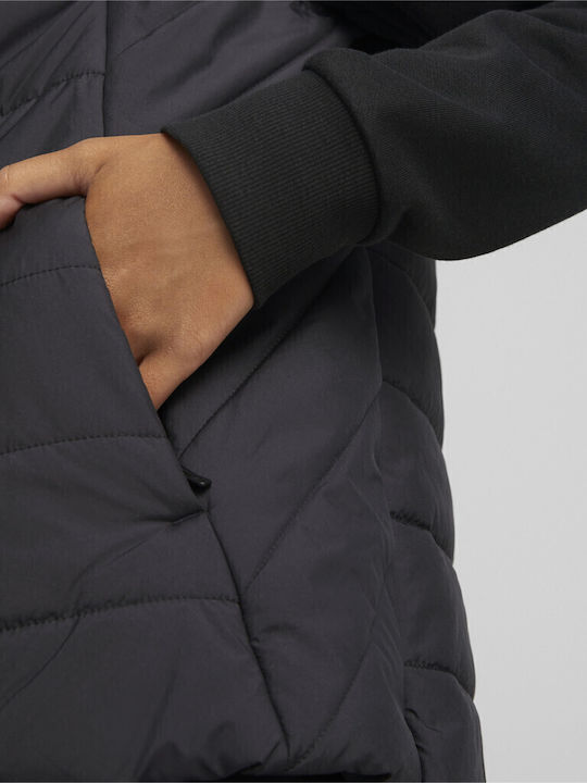 Kurz Damen Ärmellos Puffer Jacke für Winter Schwarz