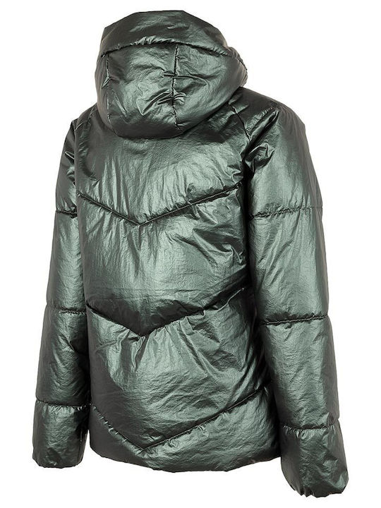 4F Kurz Damen Puffer Jacke für Winter Grün