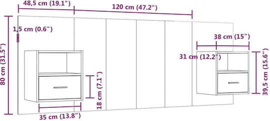 vidaXL Wooden Bed Headboard Gray Sonoma 120x80cm