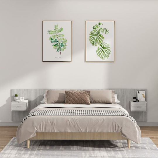 vidaXL Wooden Bed Headboard Gray Concrete 240x80cm