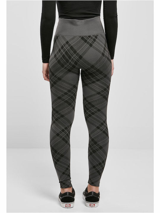 Urban Classics Frauen Lang Leggings Hochgeschnitten Asphalt Check