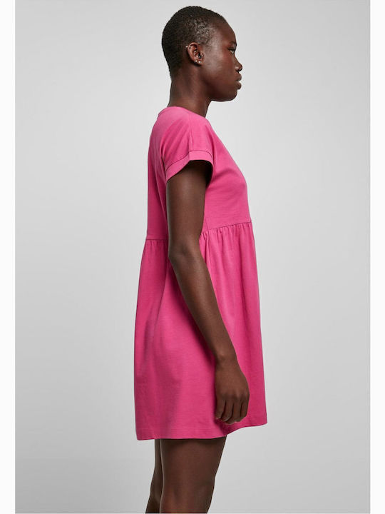 Summer Mini T-Shirt Dress with Ruffles Bright Violet