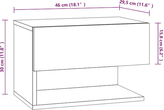 Κομοδίνο Ξύλινο Γκρι Σκυροδέματος 46x29.5x30cm