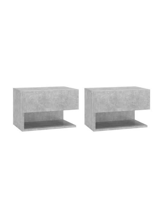 Wooden Gray Concrete Bedside Tables 2 Pieces 46x29.5x30cm