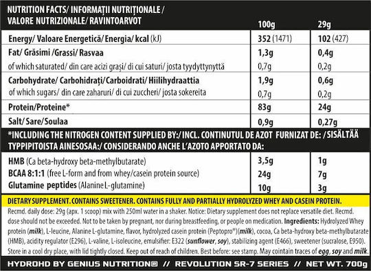 Genius Nutrition Hydro-Hd με Γεύση Σοκολάτα 700gr