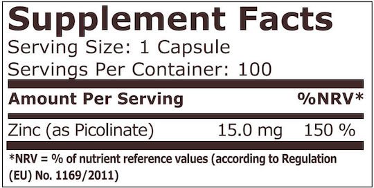 Pure Nutrition Zinc 15mg 100 Mützen