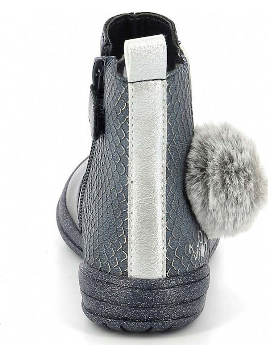 Anatomical Leather Kids Boots with Zipper Blue