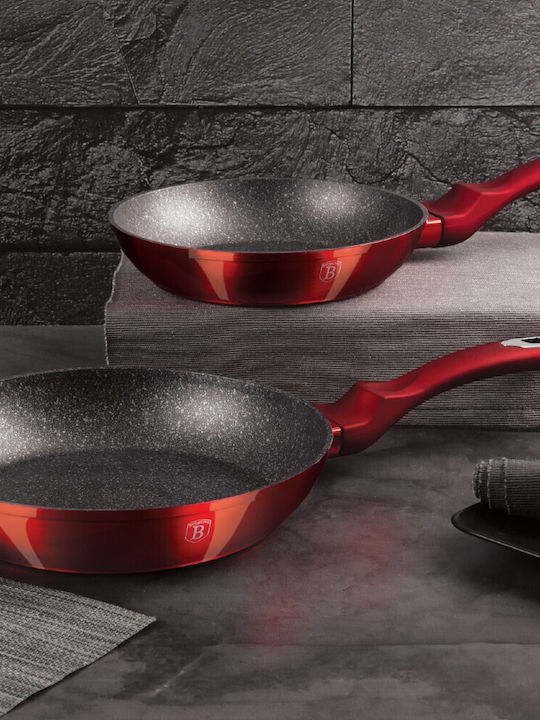 Berlinger Haus Metallic Line Pans Set of Aluminum with Stone Coating Burgundy Collection 2pcs