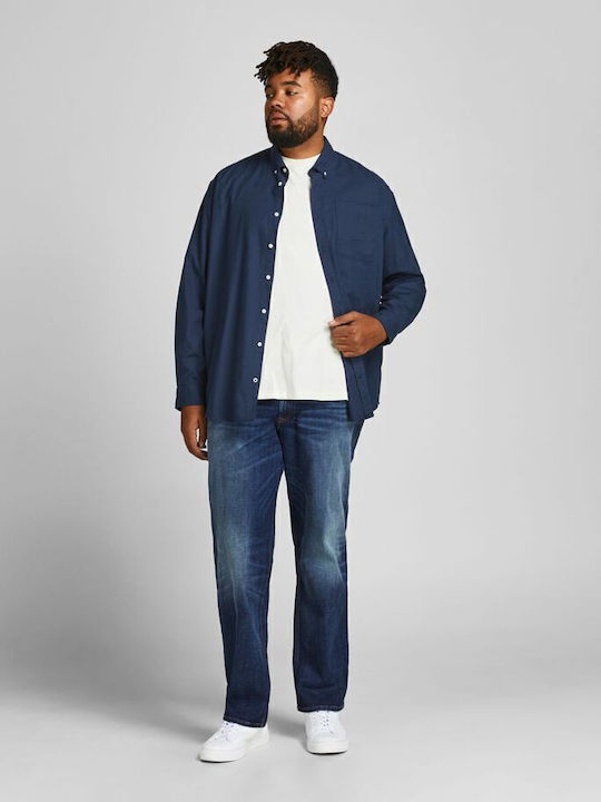 Long-sleeved Cotton Shirt Navy Blazer