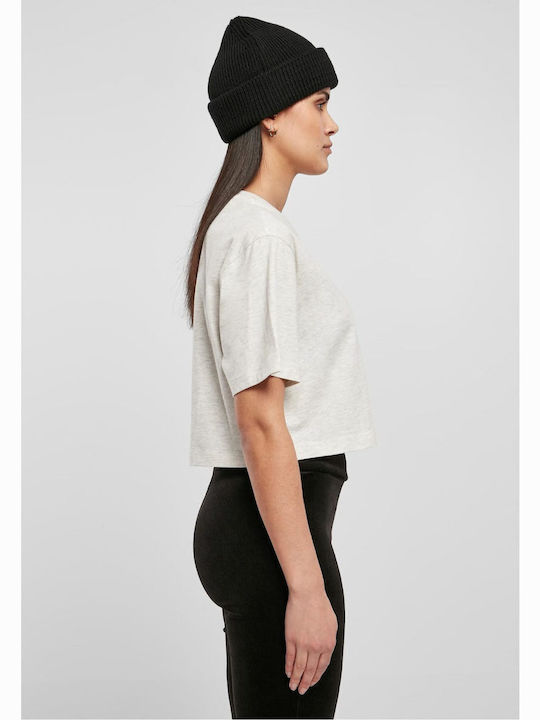 Γυναικείο Καλοκαιρινό Crop Top Βαμβακερό Κοντομάνικο Light Grey