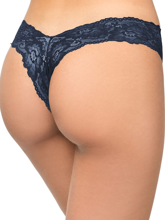 Milena by Paris Baumwolle Damen Brasilien mit Spitze Marineblau