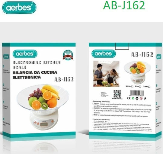 Aerbes Aerbes AB-J162 Ψηφιακή Ζυγαριά Κουζίνας με Κάδο έως 5kg Λευκή