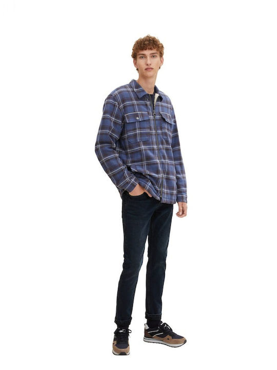 Μακρυμάνικo Overshirt Καρό Μπλε