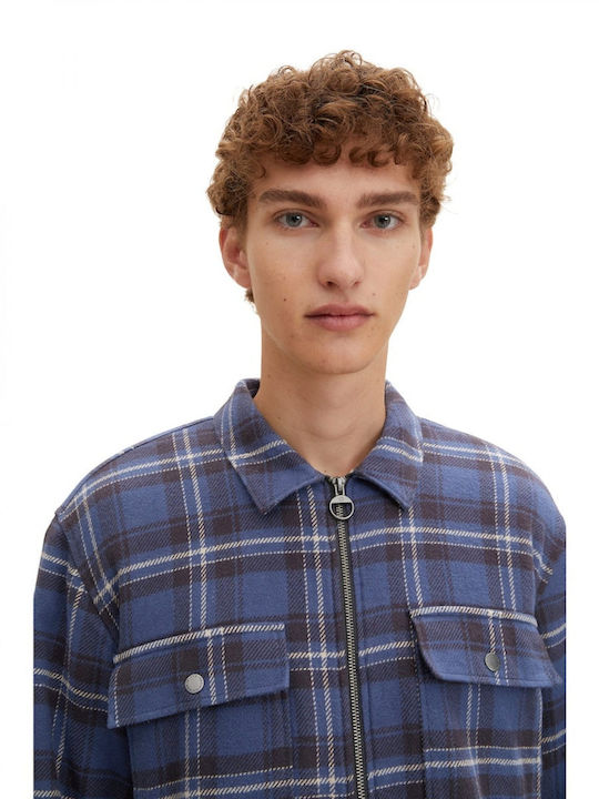 Μακρυμάνικo Overshirt Καρό Μπλε