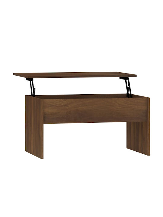 Rectangular Central Wooden Coffee Table with Lifting Mechanism Brown M80xW50.5xH41.5cm