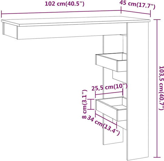 Table Bar Wooden Sonoma Oak 102x45x103.5cm