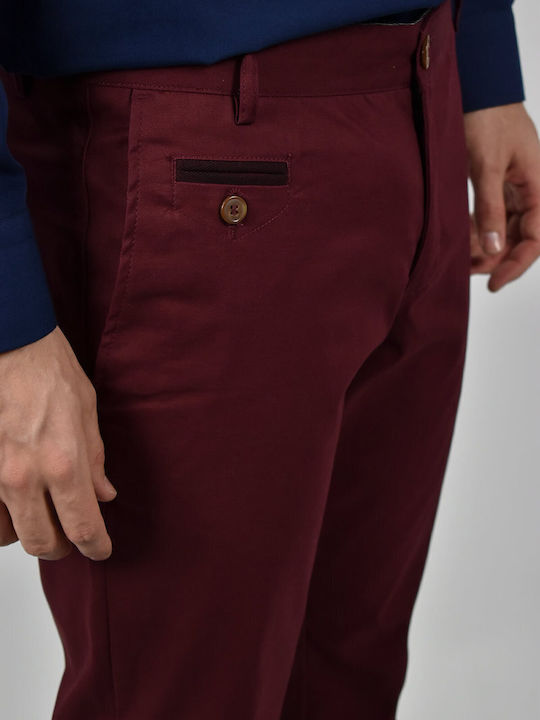 Pantaloni Chino cu Croială Slim Burgundy