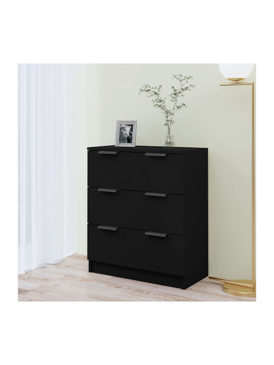 Συρταριέρα Κρεβατοκάμαρας mit 3 Schubladen Schwarz 60x30x70cm