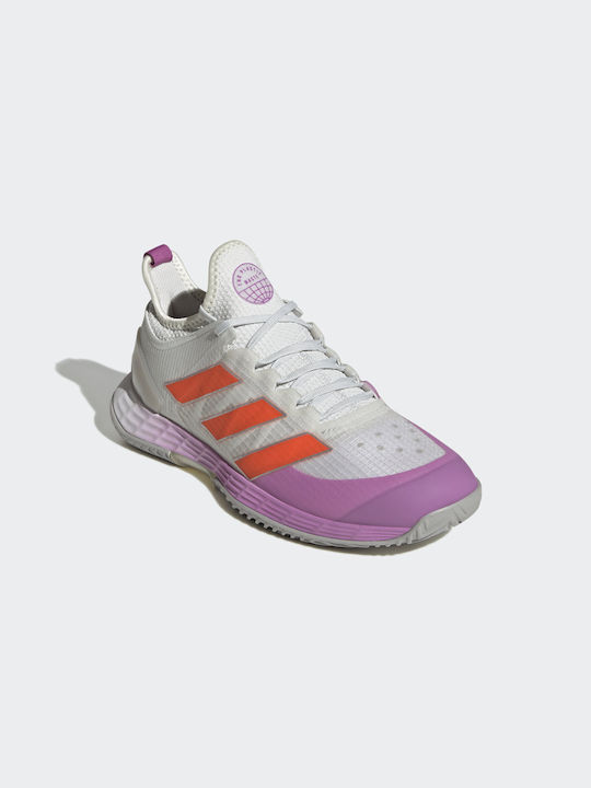 Adidas Adizero Ubersonic 4 Men's Tennis Shoes for Clay Courts Crystal White / Impact Orange / Semi Pulse Lilac