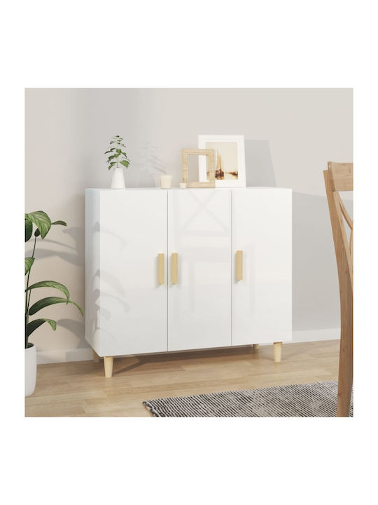 Wooden Buffet Γυαλιστερό Λευκό L90xW34xH80cm