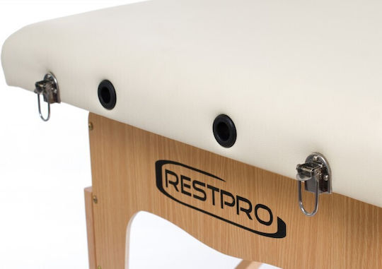 Rest Pro Classic 2 Wooden Portable/Folding Ecru Massage and Physiotherapy Bed 192x70cm