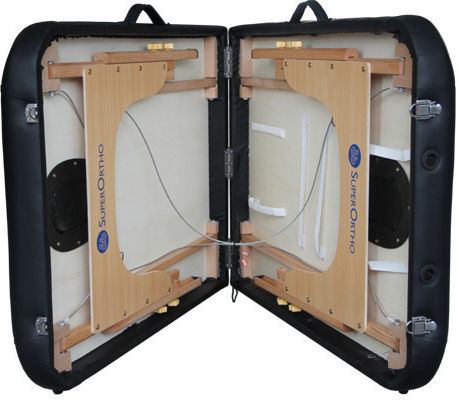 SuperOrtho Pro_2 Tragbares Zusammenklappbares Physiotherapie-Bett Schwarz aus Holz 190x71cm