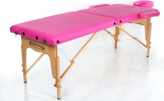 Rest Pro Classic 2 + Massage Bolsters Pat Masaj și Fizioterapie Portabil/Pliabil Roz din Lemn 192x70cm