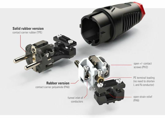PCElectric Wasserdicht Stecker Männlich Schuko Schwarz