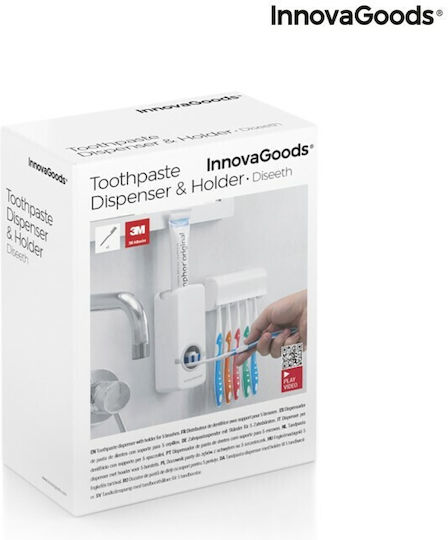 InnovaGoods Diseeth Toothbrush Support Base with Automatic Toothpaste Dispenser Wallpaper Plastic White