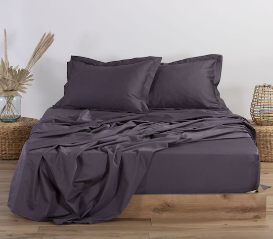 Nef-Nef Homeware Sheet King Size with Elastic 180x200+35cm. Elements Anthracite