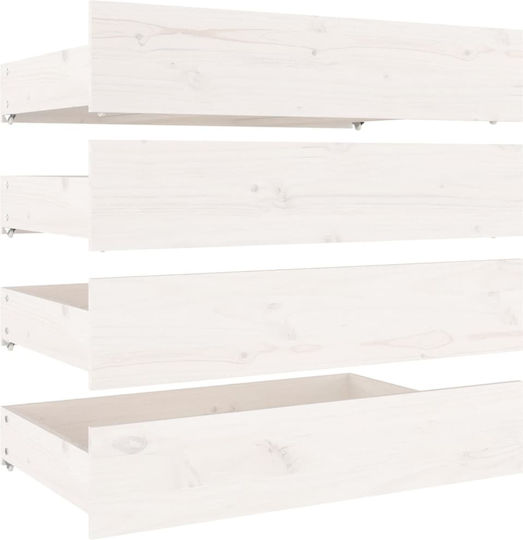 vidaXL Sertar de pat din Lemn cu Roți în Culoare Alb 95x57x18cm 4buc