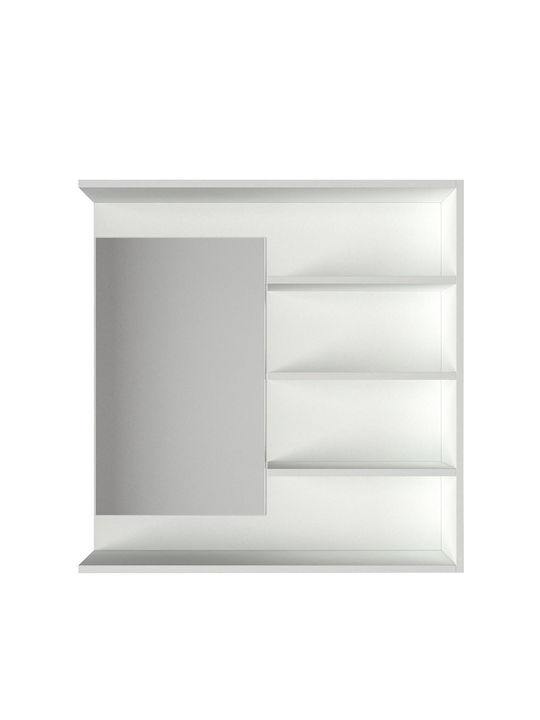 ArteLibre Rechteckiger Badezimmerspiegel aus Spanplatte mit Regal 92x94cm Weiß