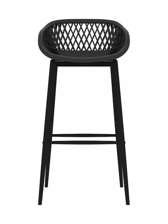 Stool Bar with Backrest made of Polypropylene Black Velvet-Black Metal 2pcs 48x47.5x95.5cm