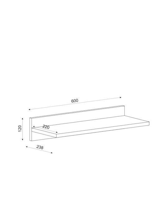 Ράφι Τοίχου Ember Λευκό 60x24x12εκ.