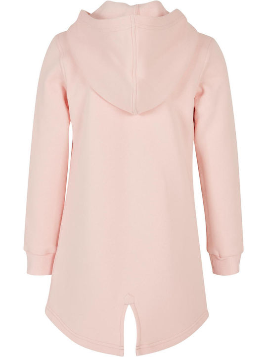 Urban Classics Girls Hooded Sweatshirt with Zipper Pink