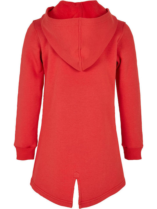 Urban Classics Girls Hooded Sweatshirt with Zipper Red