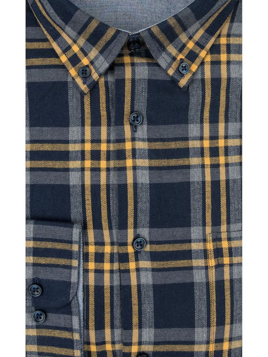 Long Sleeve Flannel Checked Shirt Blue/Yellow/Grey