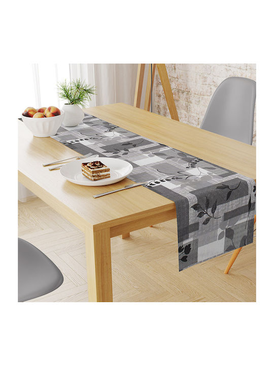 Dimcol Branch Cotton & Polyester Stain Resistant Tablecloth Runner 462 Grey 40x180cm