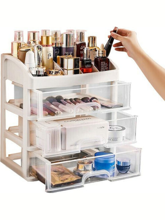Soulima Organizator Cosmetice Cu 3 Sertare Alb 27x23.5x17cm