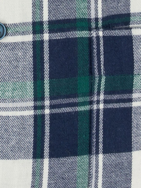 Long Sleeve Flannel Checked Shirt Green/Blue/Grey