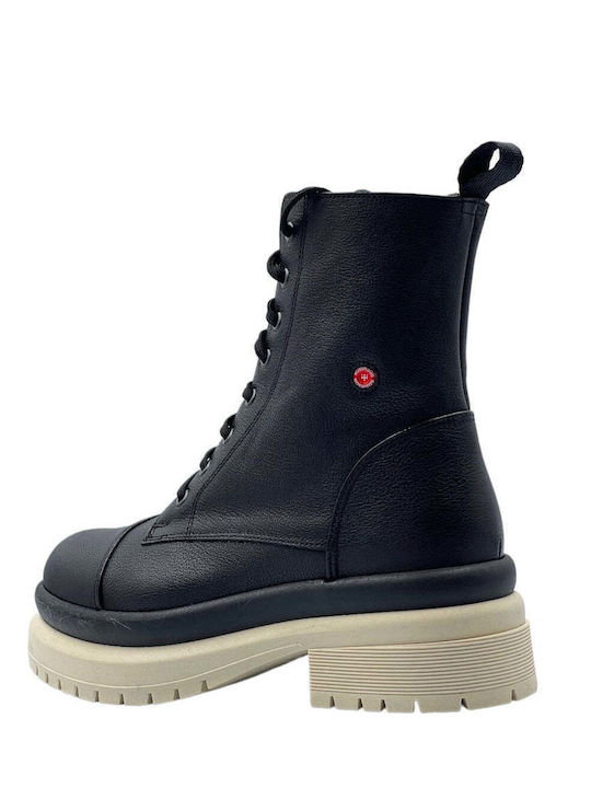 Leder Stiefeletten Damen Schwarz