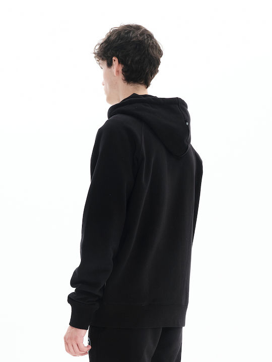 Basehit Men's Sweatshirt Jacket with Hood and Pockets Black