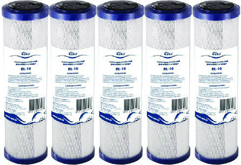 USTM Ersatz-Wasserfilter für die Arbeitsplatte und unter der Arbeitsplatte aus Aktivkohle 10" CTO BL-10 10 μm (Mikrometer) 5Stück