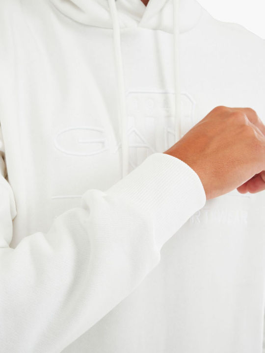 Archive Shield Sweatshirt with Hood White