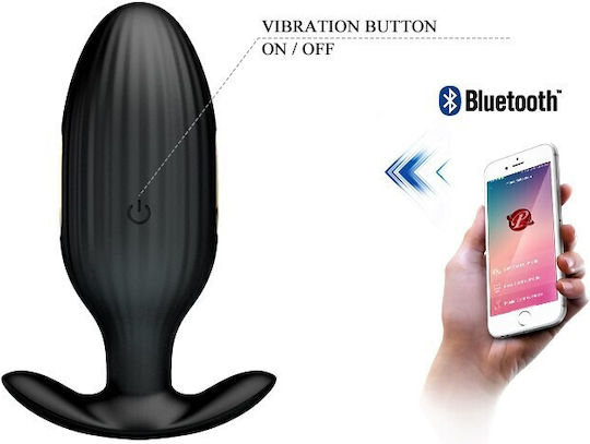 Pretty Love Jefferson Electric Shock 12 Functions Vibrating Butt Plug Anal Plug with Vibration Black 9.2cm